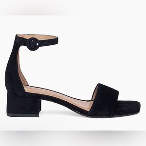 Bernardo Black Suede Block Heel Ankle-Strap Sandal